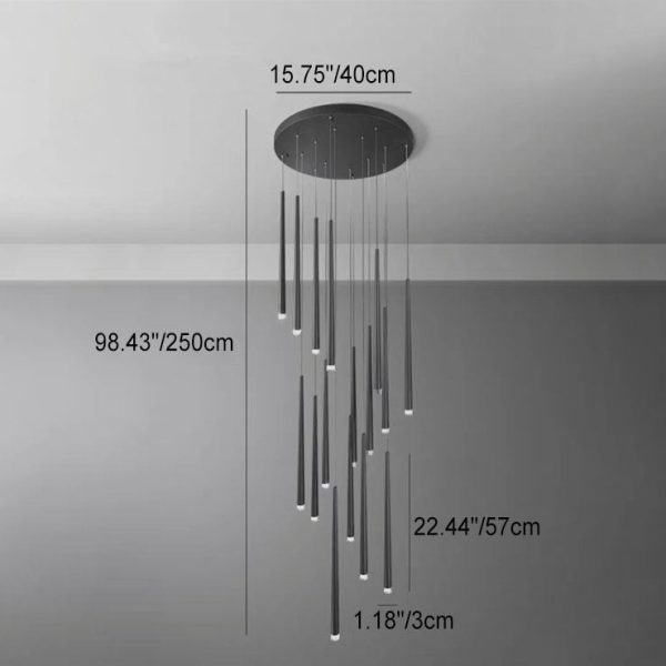 Modern Minimalist Tapered Tube Iron Acrylic LED Island Light Chandelier - Image 7
