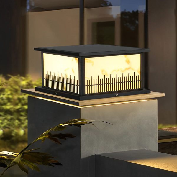 Square Waterproof 3 Step Dimming Black Retro Solar Fence Post Lights - Image 3