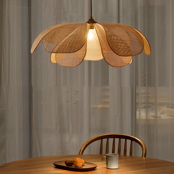 Creative Rattan Flower Petals Three Step Dimming Japanese Style Chandelier - Image 4