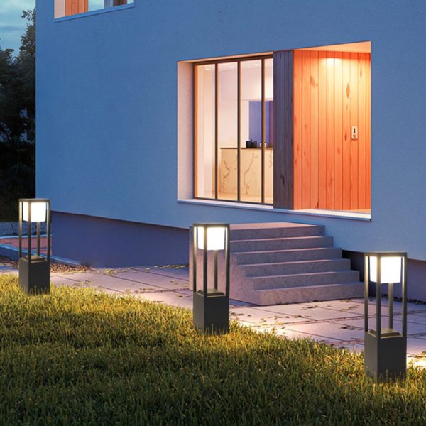 Square Aluminum Waterproof LED Black Modern Solar Pathway Lights Lawn Lamp - Image 2
