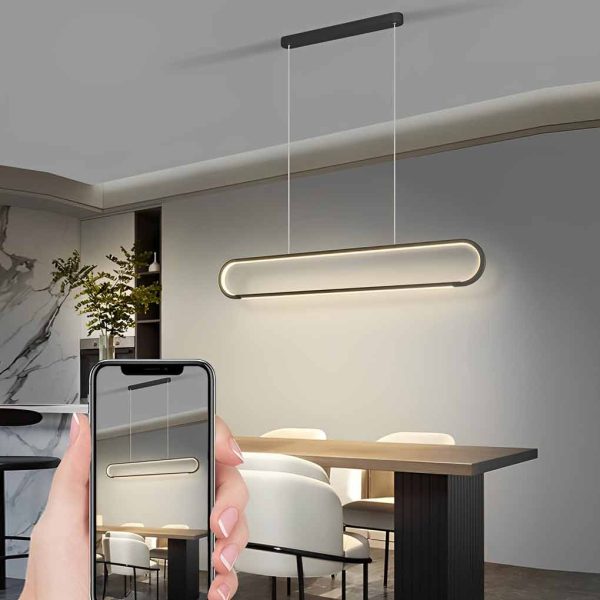 Minimalist Strip Stepless Dimming LED Modern Chandelier Hanging Lamp - Image 4