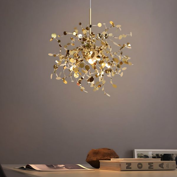 Round Spherical Stainless Steel Disc Decorative Nordic Modern Chandelier - Image 3