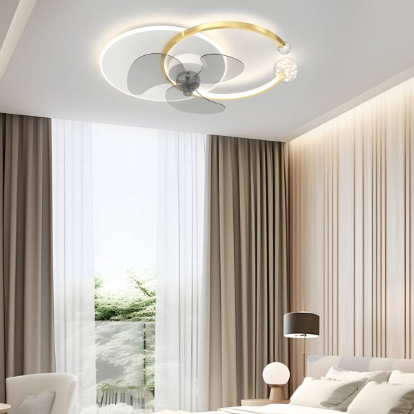 Mute Creative Round Ring 3 Step Dimming Modern Flush Mount Ceiling Fan Lamp - Image 4