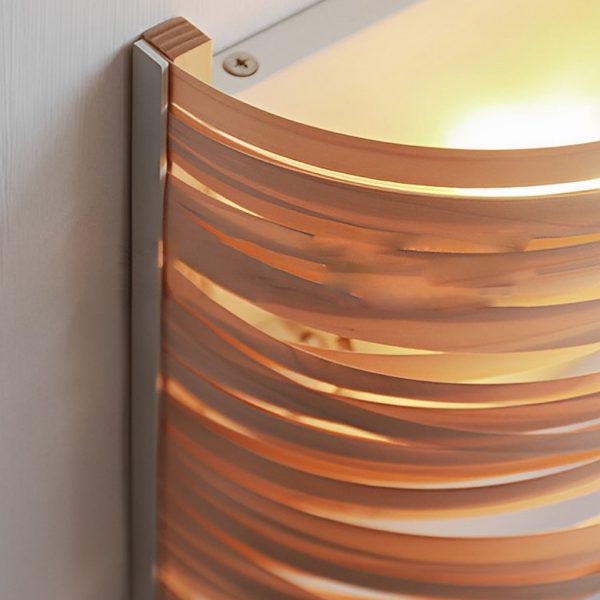 Semi-cylindrical Handmade Wood Decorative Modern Wall Lamp Atmosphere Light - Image 8