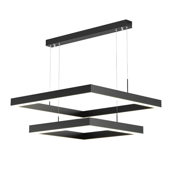 3 Layers Square Stepless Dimming LED Black Modern Chandelier with Remote Control - Image 10