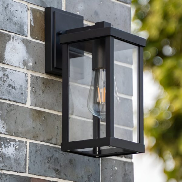 Rectangular Glass Waterproof Black Modern Outdoor Wall Lamp Exterior Lights - Image 2