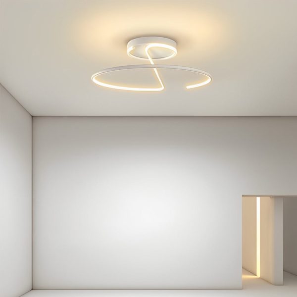 16 inch Sleek Wire-inspired Circular Modern LED Semi Flush Mount Ceiling Light - Image 4