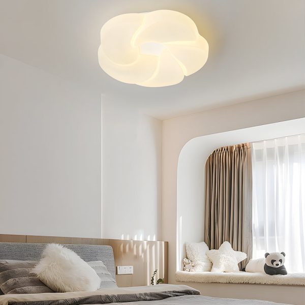 Milky White Cute Flower LED Three Step Dimming Modern Ceiling Light Fixture - Image 2