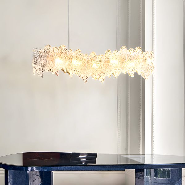 Handmade Leaf Glass Round 3 Step Dimming Luxury Post-Modern Chandelier - Image 2