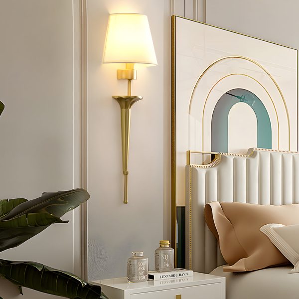 25.98-In H. Gold/Black Copper 1-Light American Wall Sconce with Fabric Shade - Image 4