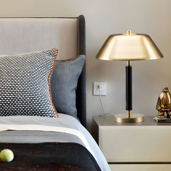 Modern Black Metal and Brass Table Lamp for Living Room - Image 2