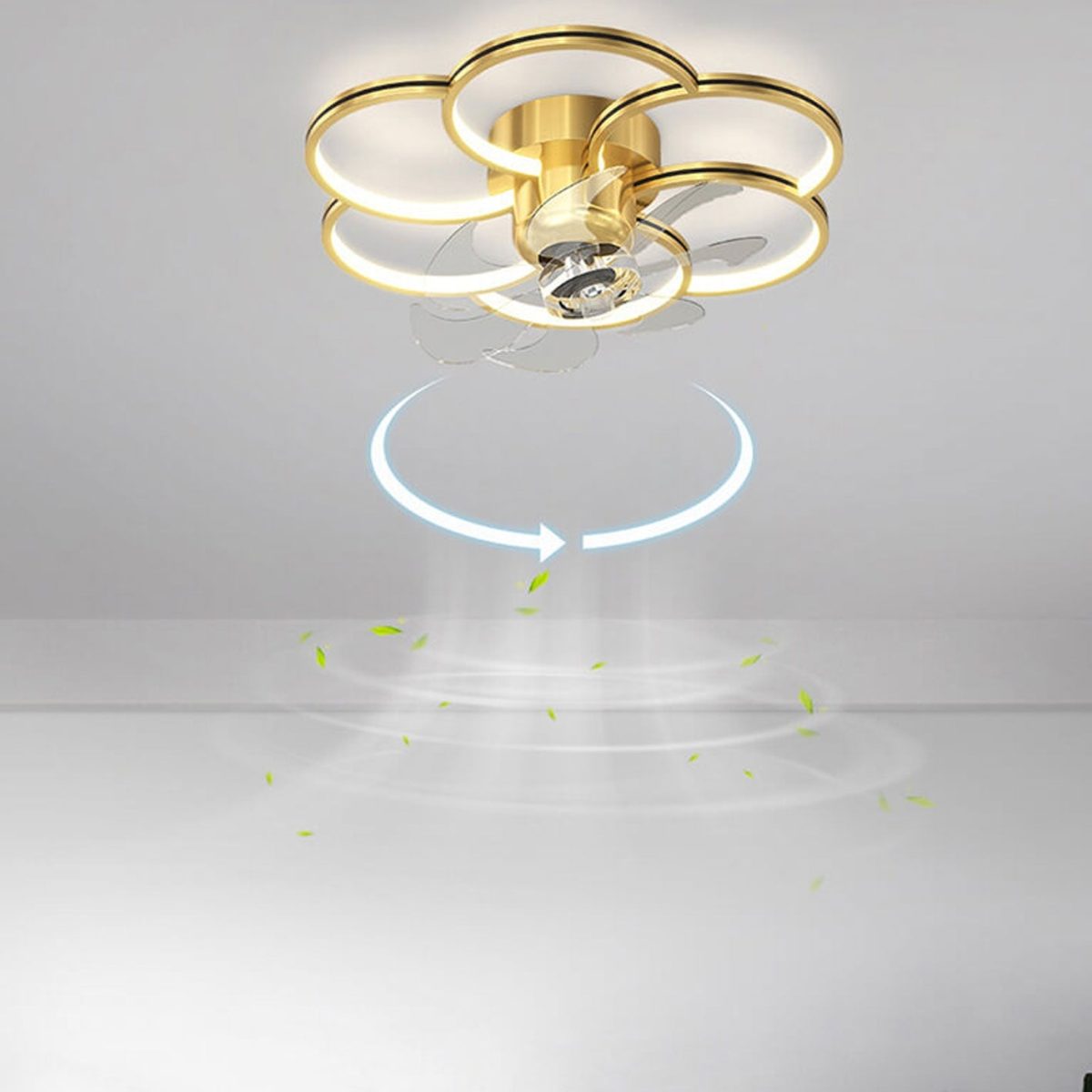 Modern Luxury Flower Petal Design LED Flush Mount Ceiling Fan Light - Image 19