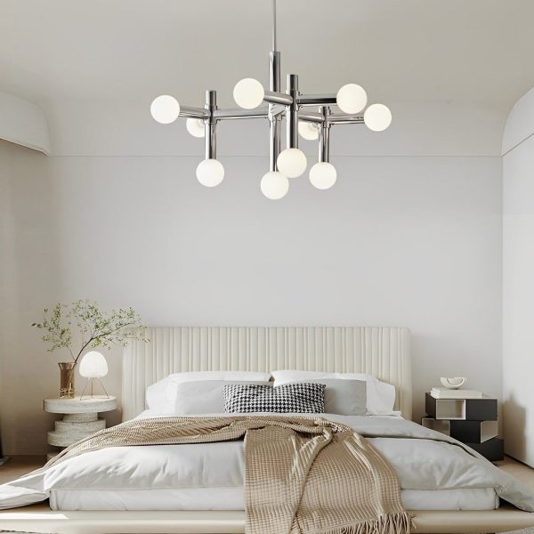 10 Lights Glass Ball Creative Sputnik Chrome Color Modern Chandelier - Image 3