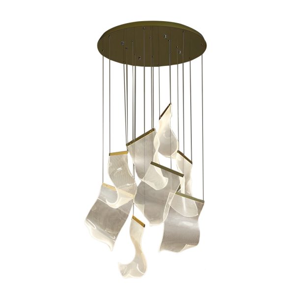Irregular Curl Acrylic Paper Stepless Dimming LED Nordic Chandelier - Image 14