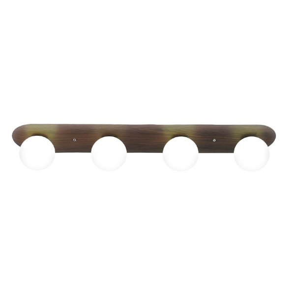 Flush Mounted Walnut Board Ceiling Light with 2/3/4 Milky White Glass Globes - Image 11