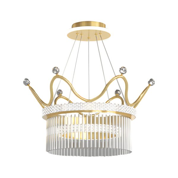 Double Layer Glass Crystal Crowns 3 Step Dimming Luxury Modern Chandelier - Image 5