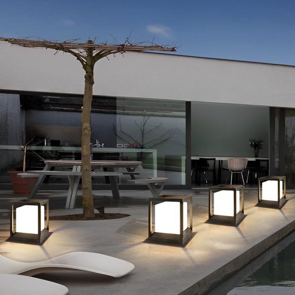 Minimalist Square Waterproof LED Black Modern Solar Fence Post Lights - Image 3