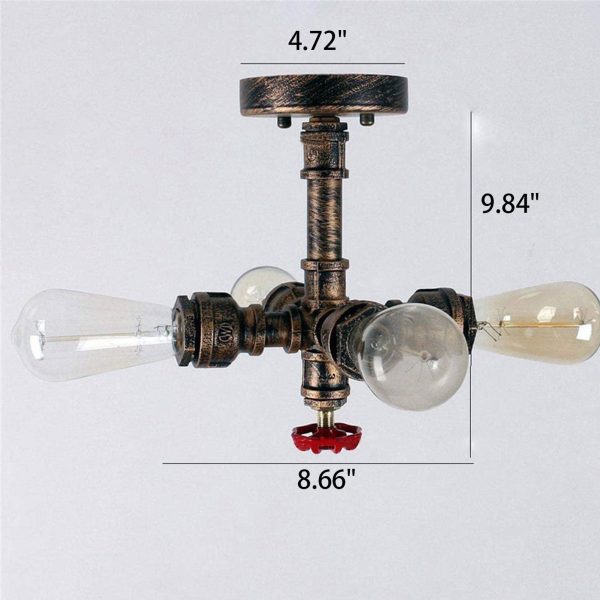 Industrial Retro Wrought Iron 4-Light Chandelier - Image 3