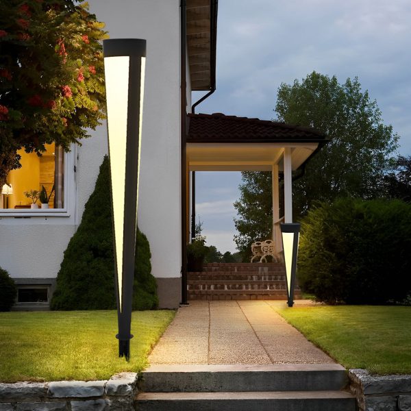 Round Outdoor Waterproof LED Gray Modern Solar Outdoor Lights Lawn Lamp - Image 2