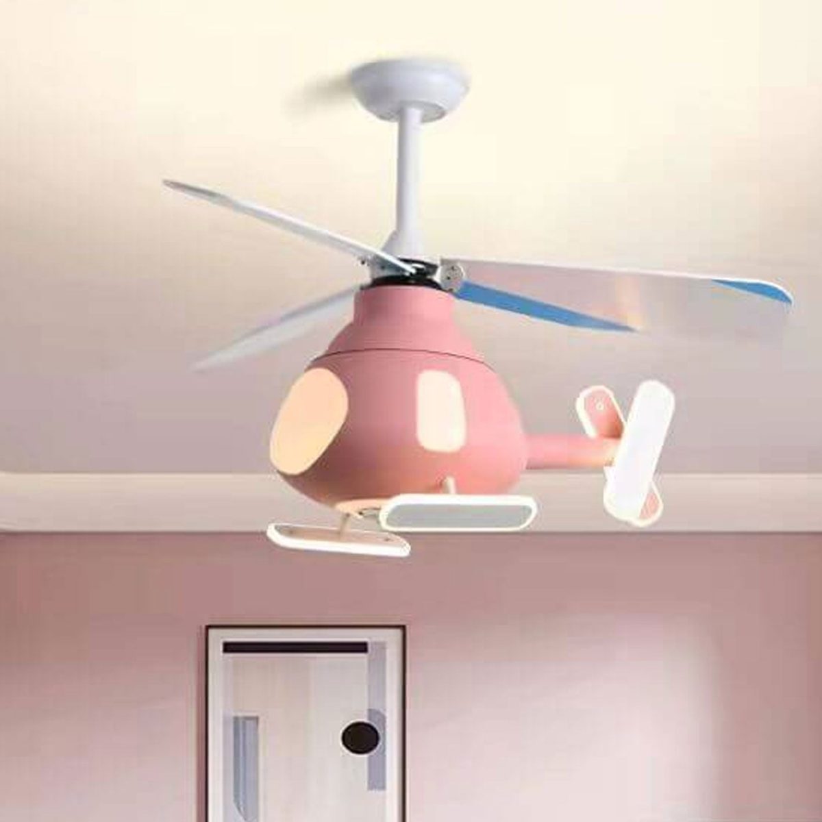 Cartoon Creative Aircraft Design LED Downrods Ceiling Fan Light - Image 1