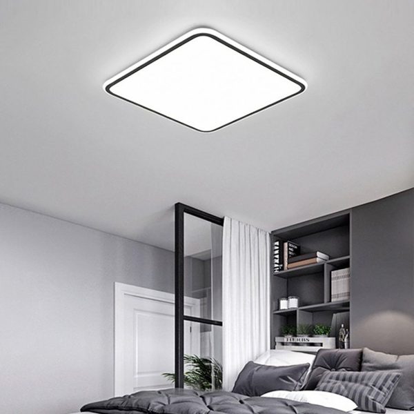 30'' Modern Square Black Frame LED Flush Mount Lights Dimmable Ceiling Lights - Image 2