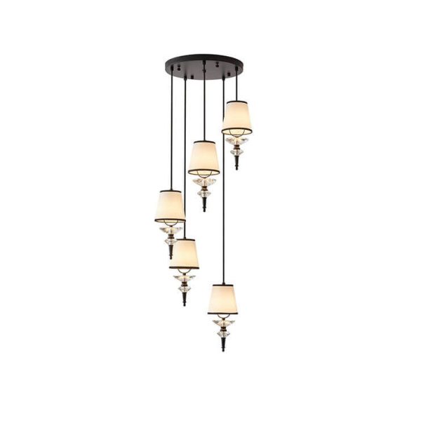 European Vintage Glass Fabric Metal 1/3/5-Light Island Light Chandelier - Image 7