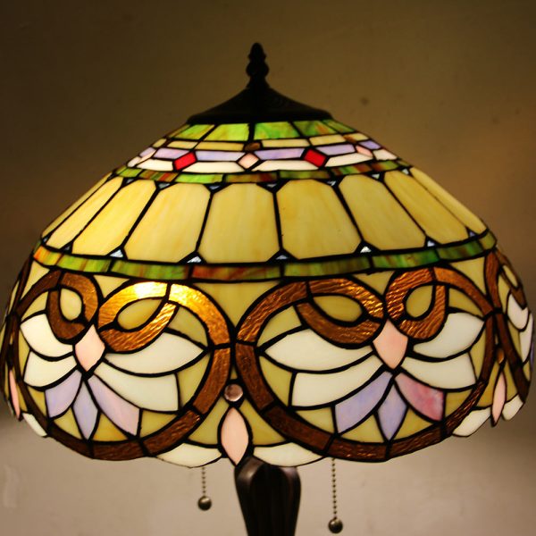 Tiffany Mediterranean Stained Glass Cone Pull Cord 2-Light Table Lamp - Image 29