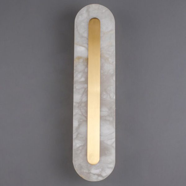 Light Luxury Brass Marble Oval Square LED Wall Sconce Lamp - Image 20