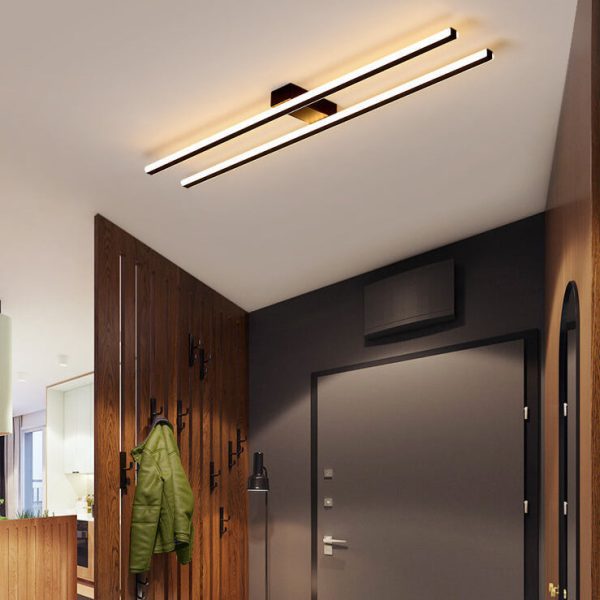 Modern Minimalist Geometric Dual Straight Line LED Semi-Flush Mount Ceiling Light For Hallway - Image 10
