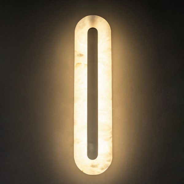 Light Luxury Brass Marble Oval Square LED Wall Sconce Lamp - Image 7