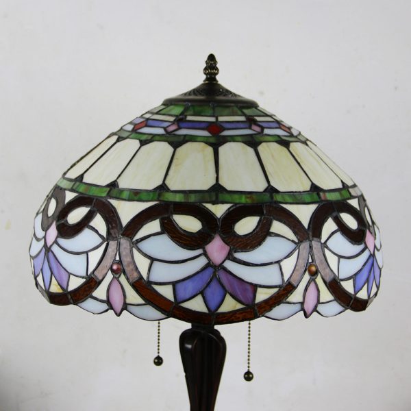 Tiffany Mediterranean Stained Glass Cone Pull Cord 2-Light Table Lamp - Image 30