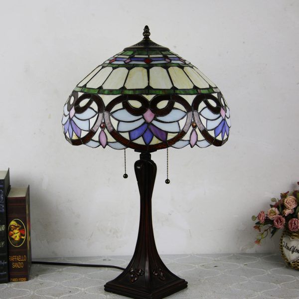 Tiffany Mediterranean Stained Glass Cone Pull Cord 2-Light Table Lamp - Image 31