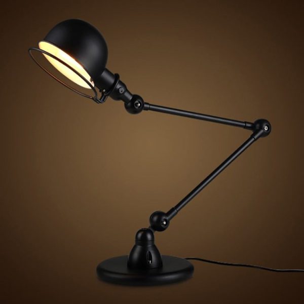 Vintage Industrial Iron Mechanical Long Arm 1-Light Table Lamp - Image 2