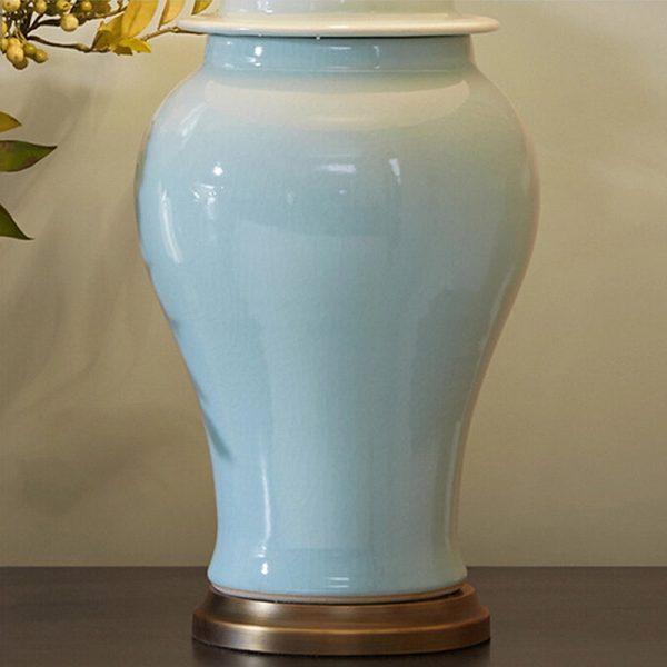 Traditional Rustic Ceramic Fabric Conic Vase 1-Light Table Lamp For Study - Image 7
