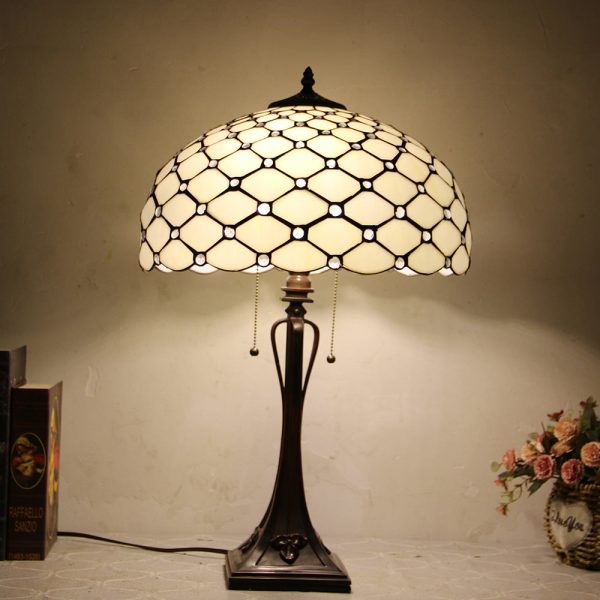 Tiffany Mediterranean Stained Glass Cone Pull Cord 2-Light Table Lamp - Image 33