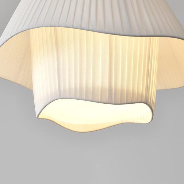 Contemporary Scandinavian Round Iron Acrylic Fabric 4/5 Light Pendant Light For Living Room - Image 21