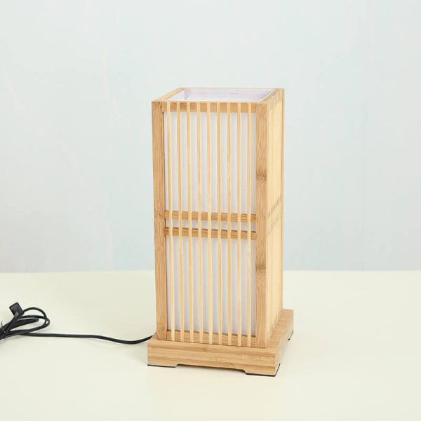 Japanese Style Wooden 1-Light Square Shaped Table Lamps - Image 5