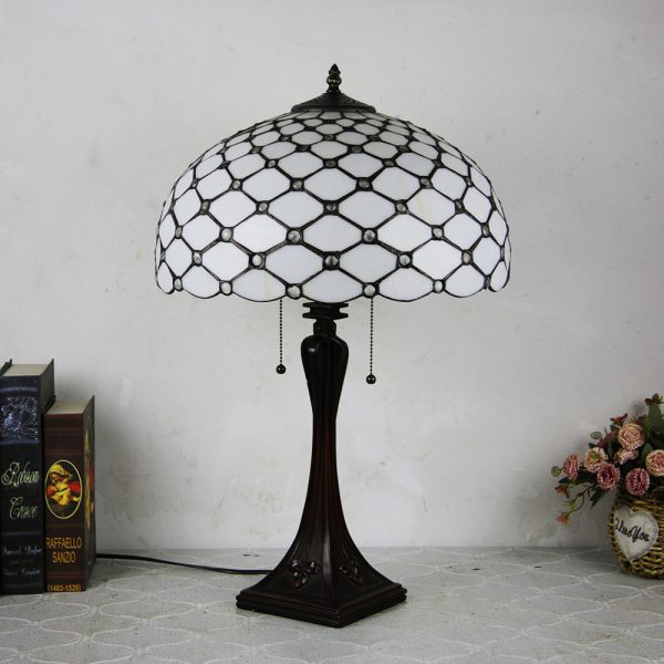 Tiffany Mediterranean Stained Glass Cone Pull Cord 2-Light Table Lamp - Image 35