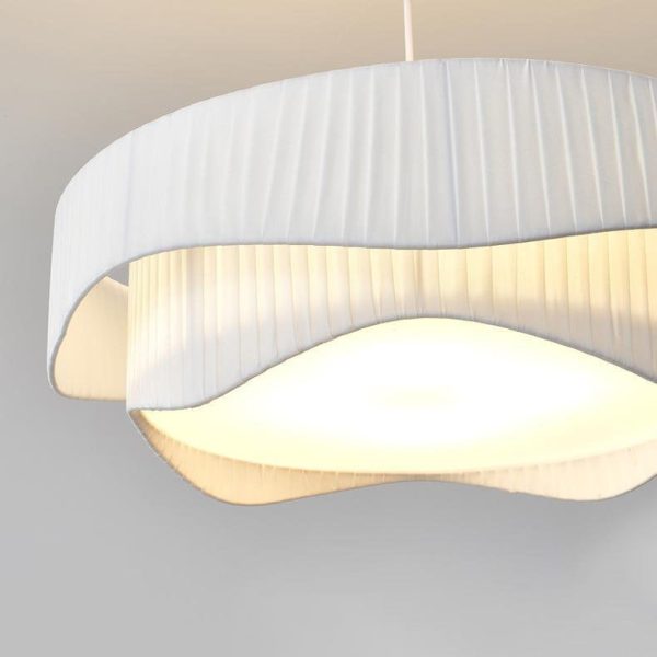 Contemporary Scandinavian Round Iron Acrylic Fabric 4/5 Light Pendant Light For Living Room - Image 20
