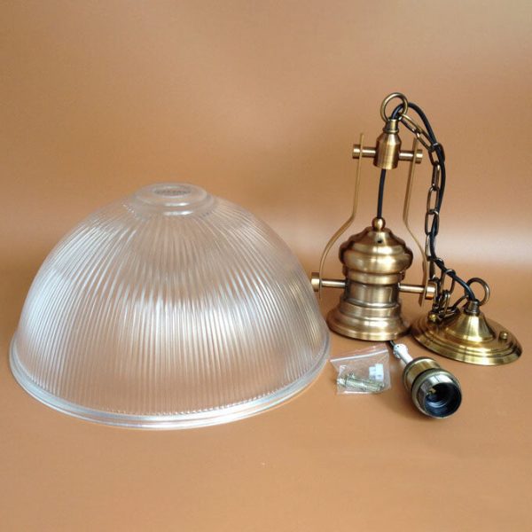 Vintage Industrial Striped Glass 1-Light Dome Pendant Light - Image 7