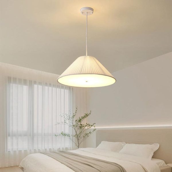 Contemporary Scandinavian Round Iron Acrylic Fabric 4/5 Light Pendant Light For Living Room - Image 29