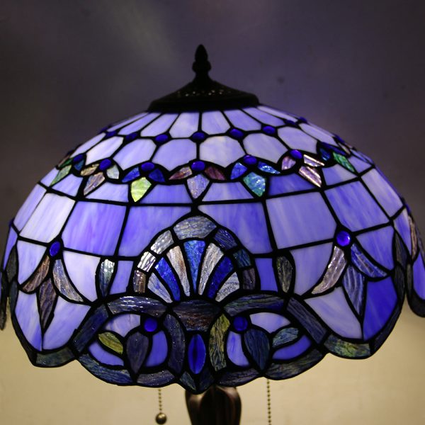 Tiffany Mediterranean Stained Glass Cone Pull Cord 2-Light Table Lamp - Image 37