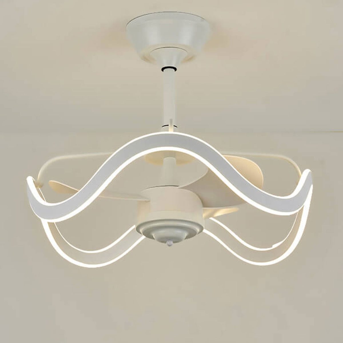 Modern Light Luxury Circular Inverter Silent Downrods Ceiling Fan Light - Image 2