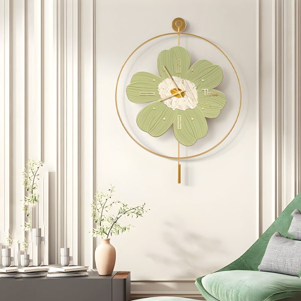 Round Metal Battery Operated LED Flower Wall Clock - Image 3