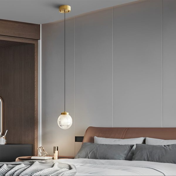 Mini Creative Pattern Round Ball Glass Brass Nordic Pendant Lights - Image 3