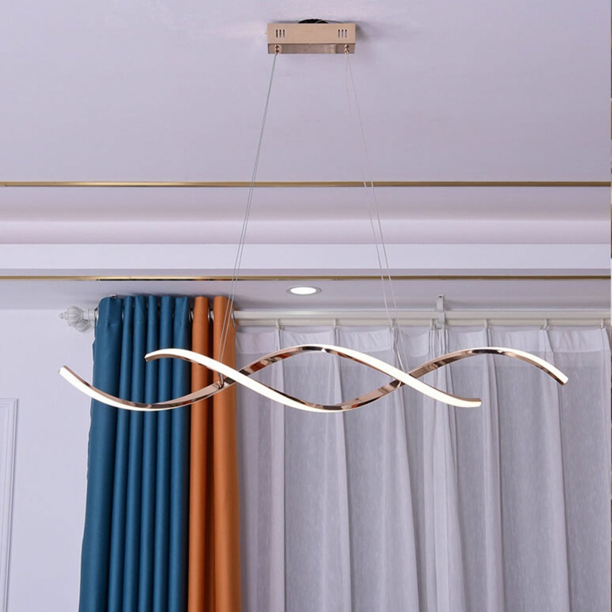 Modern Minimalist Strip Curve Island Light LED Chandelier - Image 13