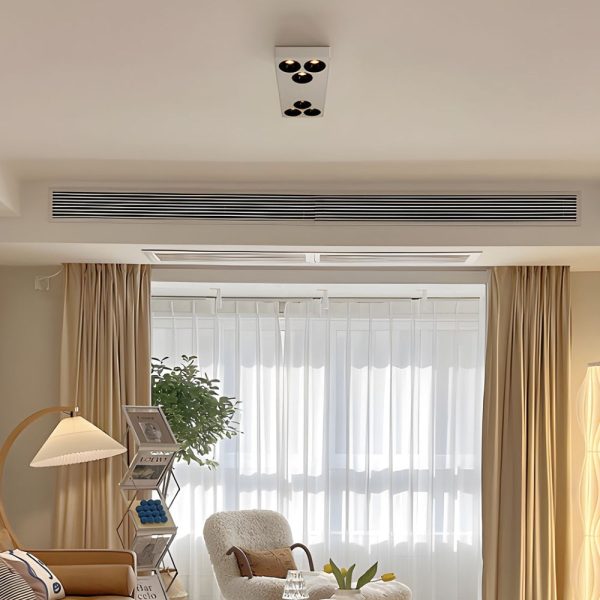 White Rectangular Plate 6-Light Peg Flush Mount Spotlight - Image 3
