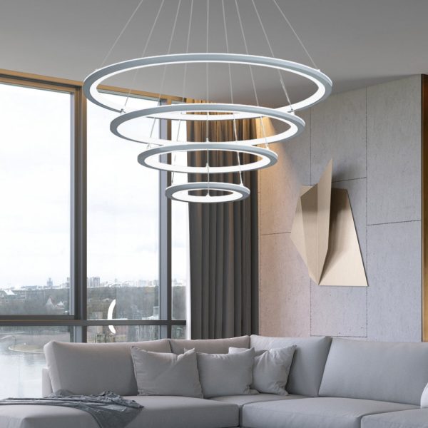 4 Rings Chandelier Light LED Mid-century Chandeliers with Remote - Image 3