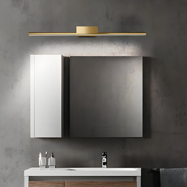 Brushed Brass Linear LED Vanity Light with Slim Cylinder Design for Bathrooms - Image 3