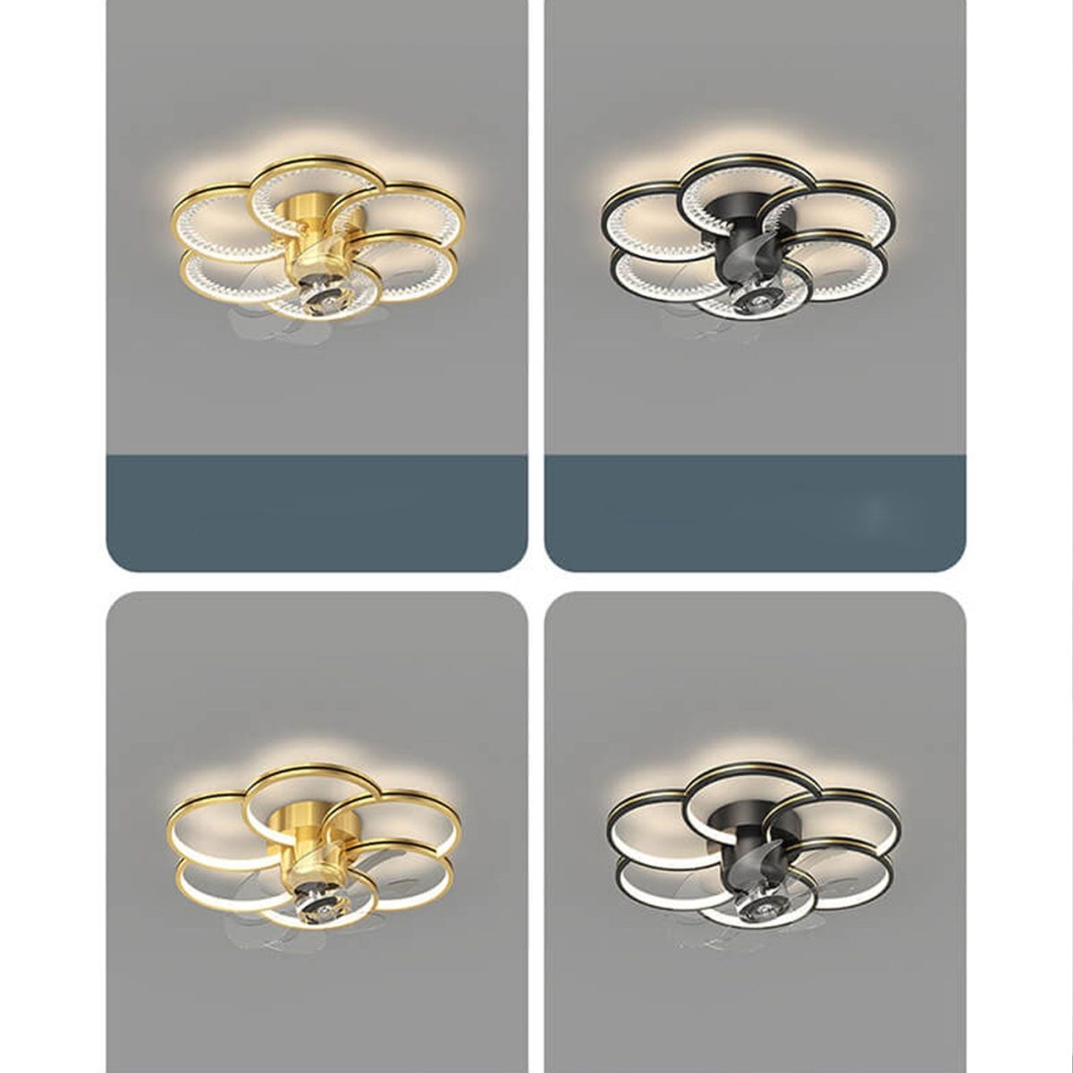 Modern Luxury Flower Petal Design LED Flush Mount Ceiling Fan Light - Image 17